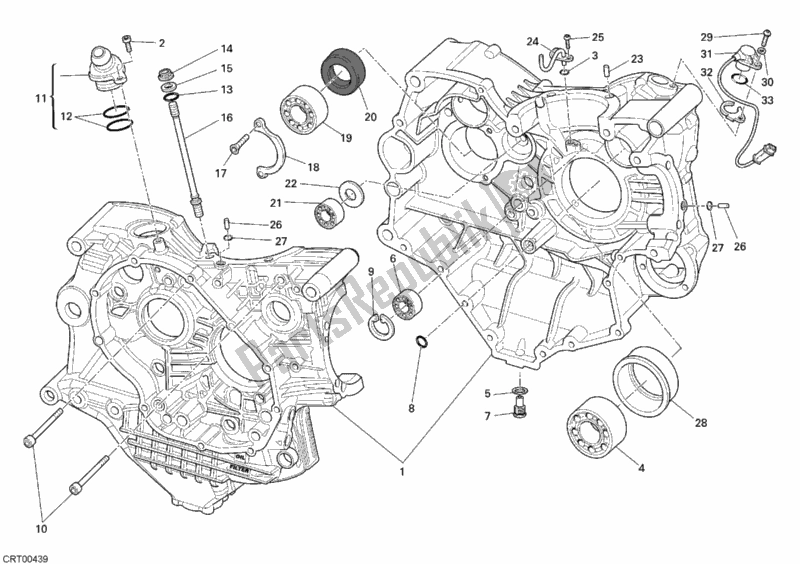 All parts for the Crankcase of the Ducati Superbike 1098 R USA 2009